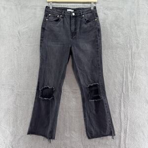 Avec Les Filles Jeans Women 28 Black Charcoal Wash High Rise Straight Distressed
